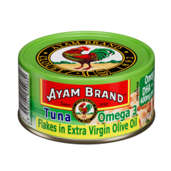 AYAM BRAND TUNA FLAKES OMEGA 3 EXTRA VIRGIN OLIVE OIL 150GM AYAM BRAND TUNA FLAKES OMEGA 3 EXTRA VIRGIN OLIVE OIL 150GM
