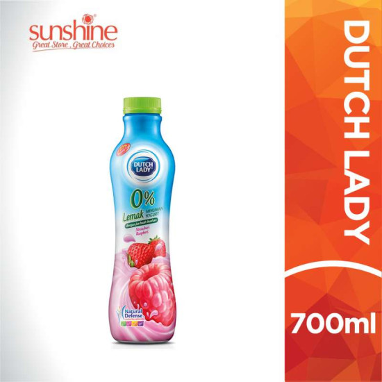 DUTCH LADY 0% YOGURT DRINK STRAWBERRY & RASPBERRY 700G