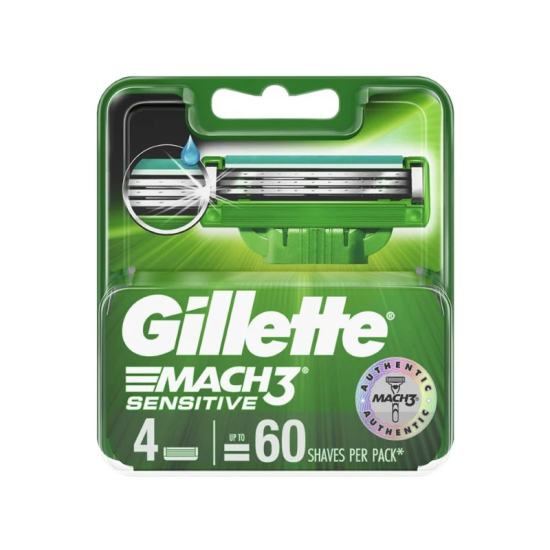 GILLETTE MACH 3 SENSITIVE CARTRIDGE 4'S