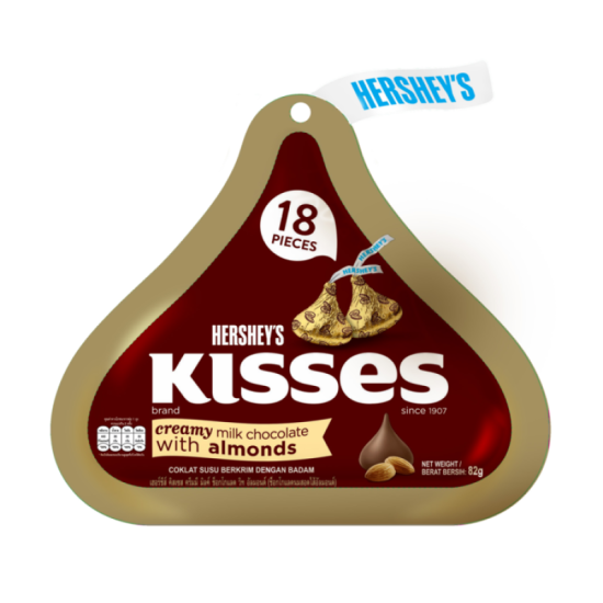 HERSHEY'S KISSES MILK CHOCOLATE ALMOND 82GM
