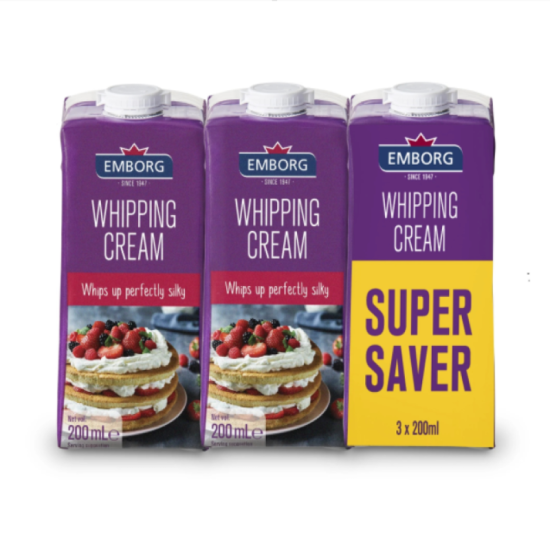 EMBORG FRESH UHT WHIPPING CREAM 3*200ML