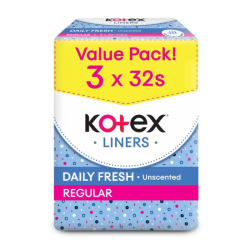 KOTEX FRESH PANTYLINER 150MM UNSCENTED 32S*3 KOTEX FRESH PANTYLINER 150MM UNSCENTED 32S*3