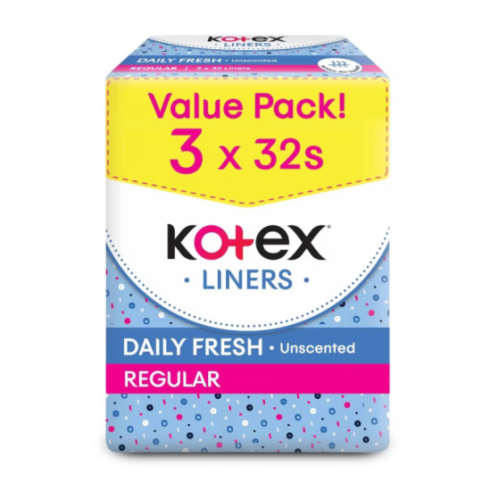 KOTEX FRESH PANTYLINER 150MM UNSCENTED 32S*3