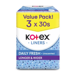 KOTEX FRESH PANTYLINER LONGER & WIDER 30S*3 KOTEX FRESH PANTYLINER LONGER & WIDER 30S*3