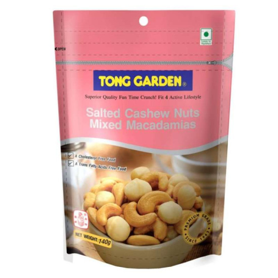 TONG GARDEN CASHEW NUTS MACADANIAS SALTED 140GM