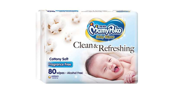 MAMY POKO BABY WIPES FRAGRANCE FREE 160'S