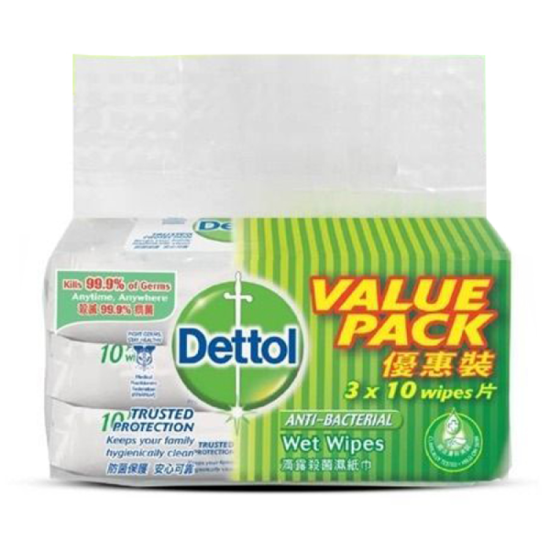 DETTOL ANTI-BACTERIAL WIPES VALUE PACK 10*3