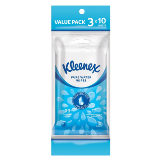 KLEENEX PURE WATER WIPES 10S*3