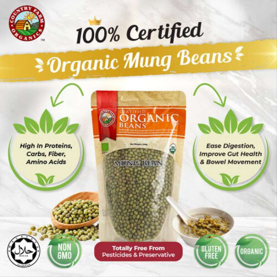 COUNTRY FARM BEANS ORGANIC MUNG BEANS 300G