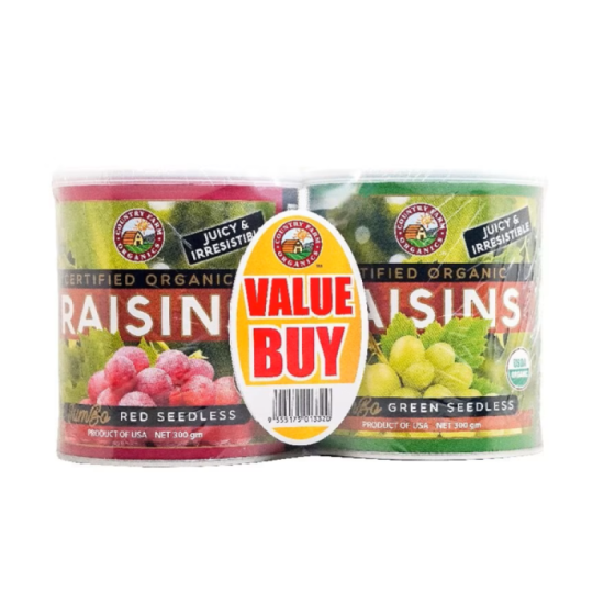 COUNTRY FARM ORGANIC RED & GREEN RAISINS 300G*2