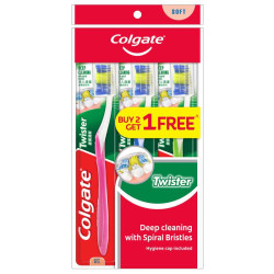 COLGATE TOOTHBRUSH TWISTER SOFT 3'S COLGATE TOOTHBRUSH TWISTER SOFT 3'S