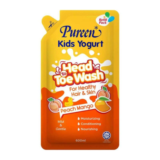 PUREEN KIDS YOGURT HEAD TO TOE PEACH MANGO 600ML PUREEN KIDS YOGURT HEAD TO TOE PEACH MANGO 600ML