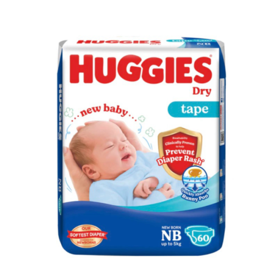 HUGGIES DRY SUPER JUMBO PACK NB58'S