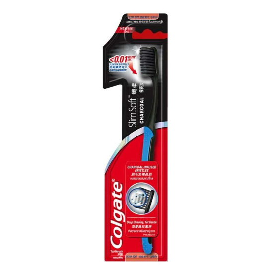 COLGATE TOOTHBRUSH SLIM SOFT CHARCOAL 1'S