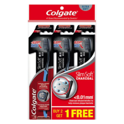 COLGATE TOOTHBRUSH SLIM SOFT CHARCOAL 3'S COLGATE TOOTHBRUSH SLIM SOFT CHARCOAL 3'S