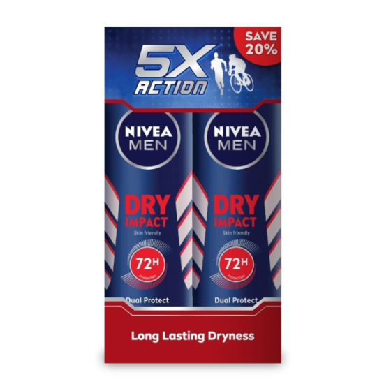 NIVEA MEN DEODORANT SPRAY - DRY 150ML*2