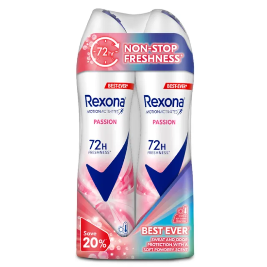 REXONA WOMEN DEODORANT SPRAY PASSION 150ML*2