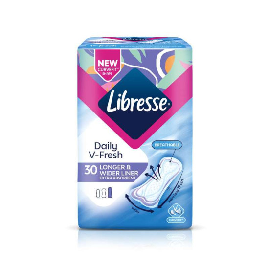 LIBRESSE LONGER & WIDER PANTYLINER 19CM 30S