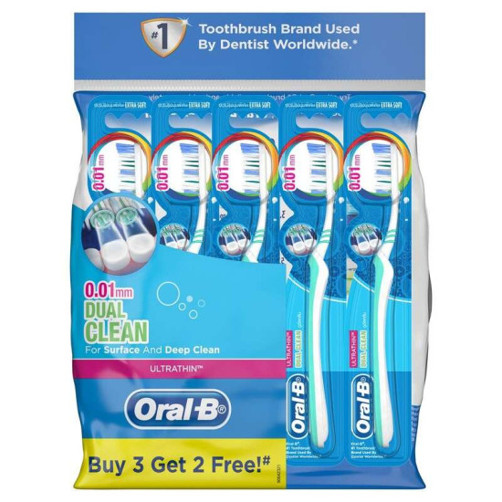 ORAL-B TOOTHBRUSH DUAL CLEAN EXTRA SOFT 5'S