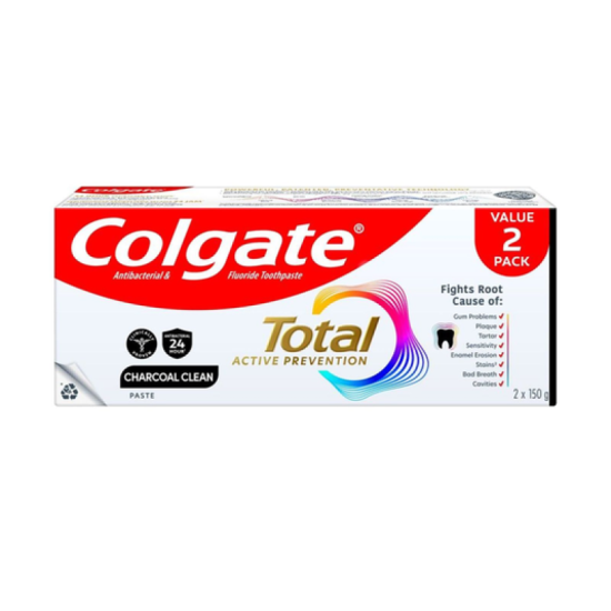COLGATE TOOTHPASTE TOTAL CHARCOAL CLEAN 150G*2