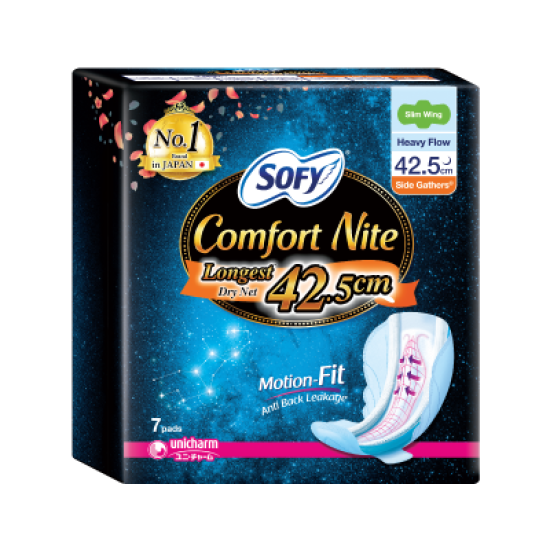 SOFY SIDE GATHER COMFORT NITE SLIM WING 42.5CM 7'S