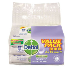 DETTOL WET WIPES SENSITIVE 10S*3 DETTOL WET WIPES SENSITIVE 10S*3
