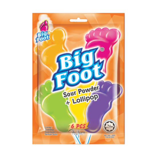 BIG FOOT LOLLIPOP MIXED + SOUR POWDER 12GM*6