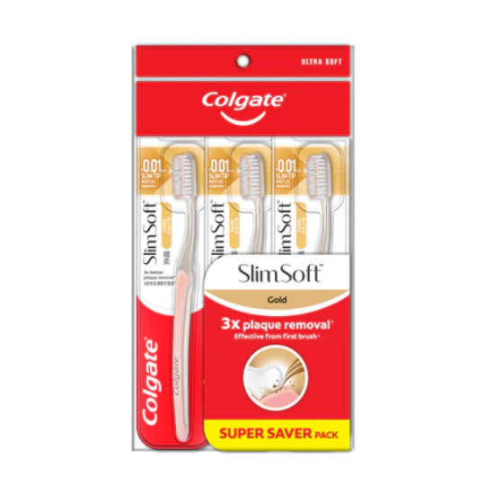 COLGATE TOOTHBRUSH SLIM SOFT CHARCOAL GOLD 3'S