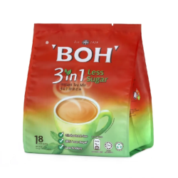 BOH TEA 3IN1 LESS SUGAR 16.5GM*18