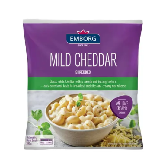 EMBORG MILD CHEDDAR SHREDDED 200G