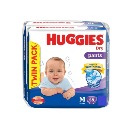 HUGGIES DRY PANTS JUMBO PACK TWIN PACK M58'S