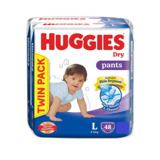 HUGGIES DRY PANTS JUMBO PACK TWIN PACK L48'S