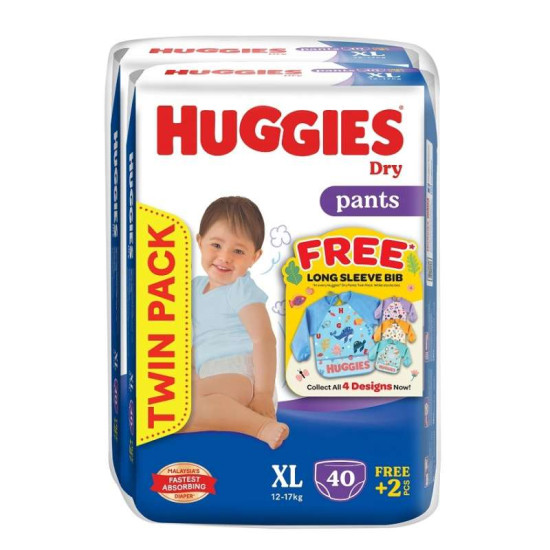 HUGGIES DRY PANTS JUMBO PACK TWIN PACK XL40'S