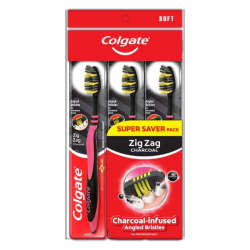 COLGATE TOOTHBRUSH ZIG ZAG CHARCOAL 3'S