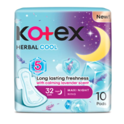 KOTEX NAT H/COOL MAXI NITE WG 32CM 10S