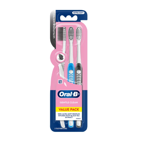 ORAL-B TOOTHBRUSH ULTRATHIN BLACK TEA EXTRA SOFT 3'S