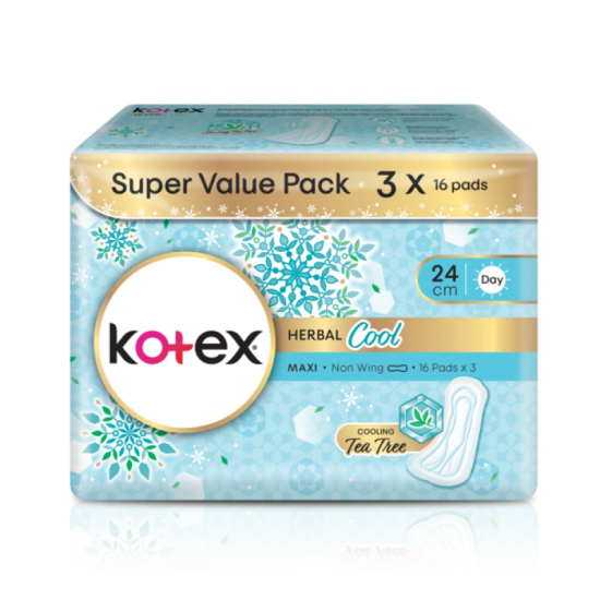KOTEX NAT H/COOL MAXI N/WG 24CM 16S*3