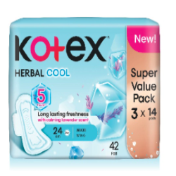 KOTEX NAT H/COOL MAXI WG 24CM 14S*3