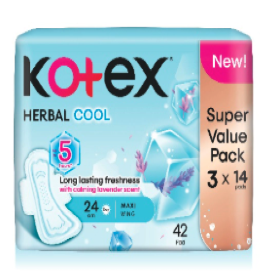KOTEX NAT H/COOL MAXI WG 24CM 14S*3