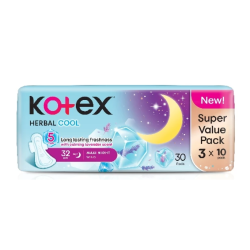 KOTEX HERBAL COOL MAXI NIGHT WING 32CM 10S*3 KOTEX HERBAL COOL MAXI NIGHT WING 32CM 10S*3