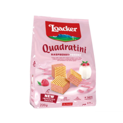LOACKER QUADRATINI RASPBERRY YOGURT 220GM LOACKER QUADRATINI RASPBERRY YOGURT 220GM
