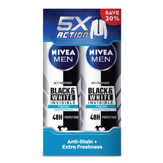 NIVEA MEN SPRAY - BLACK&WHITE FRESH 150ML*2