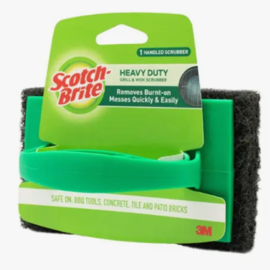 SCOTCH BRITE GRILL & WOK SCRUB PAD WITH HANDLE