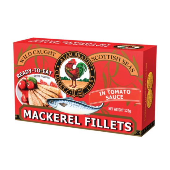 AYAM BRAND MACKEREL FILLETS IN TOMATO SAUCE 125GM AYAM BRAND MACKEREL FILLETS IN TOMATO SAUCE 125GM