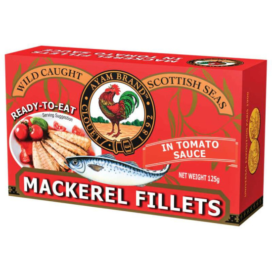 AYAM BRAND MACKEREL FILLETS IN TOMATO SAUCE 125GM