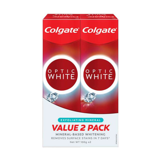 COLGATE TOOTHPASTE OPTIC WHITE EXFOLIATING 100G*2