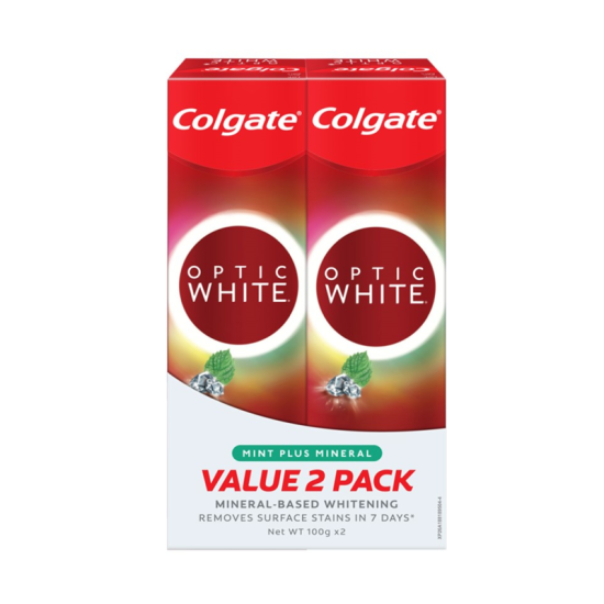 COLGATE TOOTHPASTE OPTIC WHITE MINT PLUS 100*2