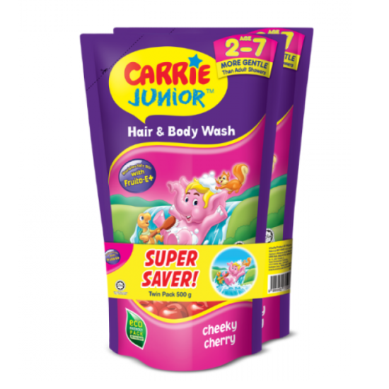 CARRIE JUNIOR HAIR BODY WASH CHEEKY CHERRY 500G*2