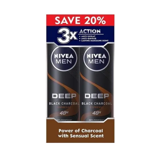 NIVEA MEN DEODORANT SPRAY - DEEP ESPRESSO 150ML*2