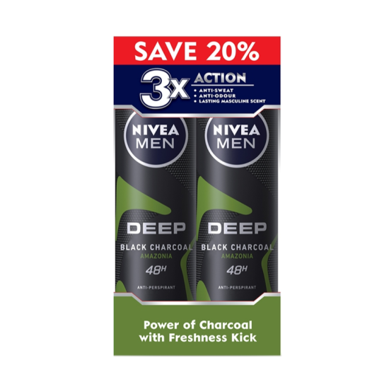 NIVEA MEN DEODORANT SPRAY - DEEP AMAZONIA 150ML*2